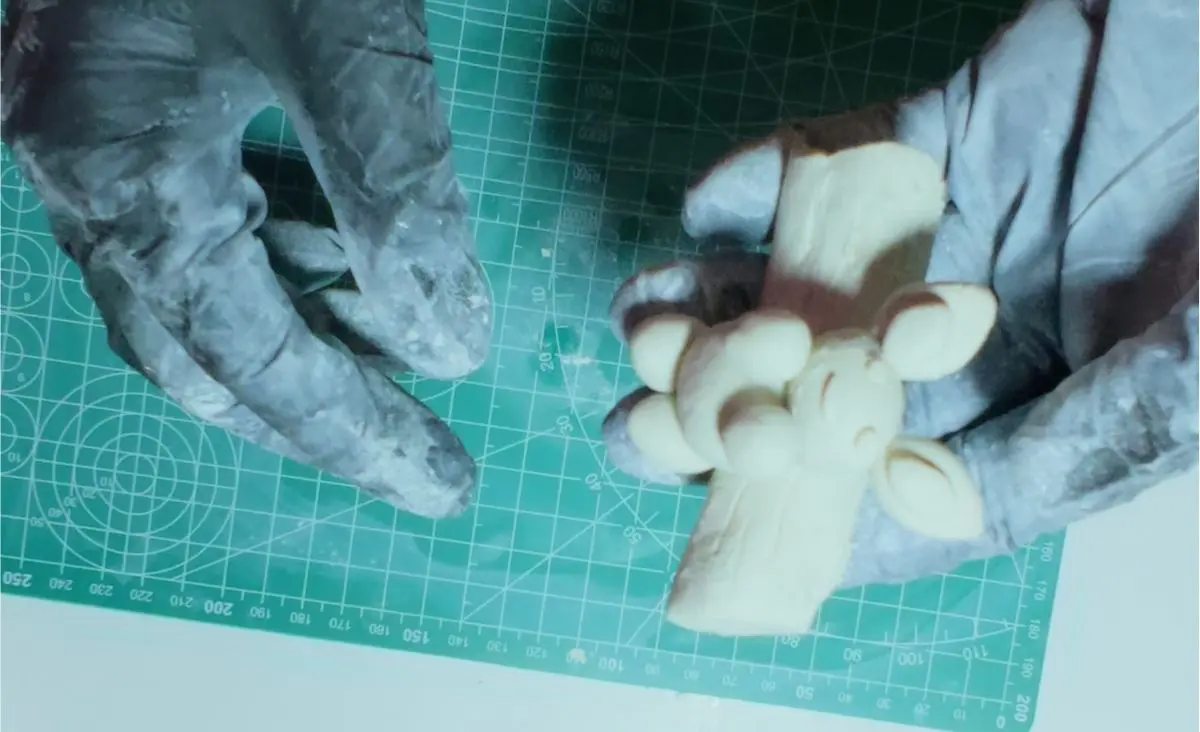 final look of the air dry clay rabbit before drying