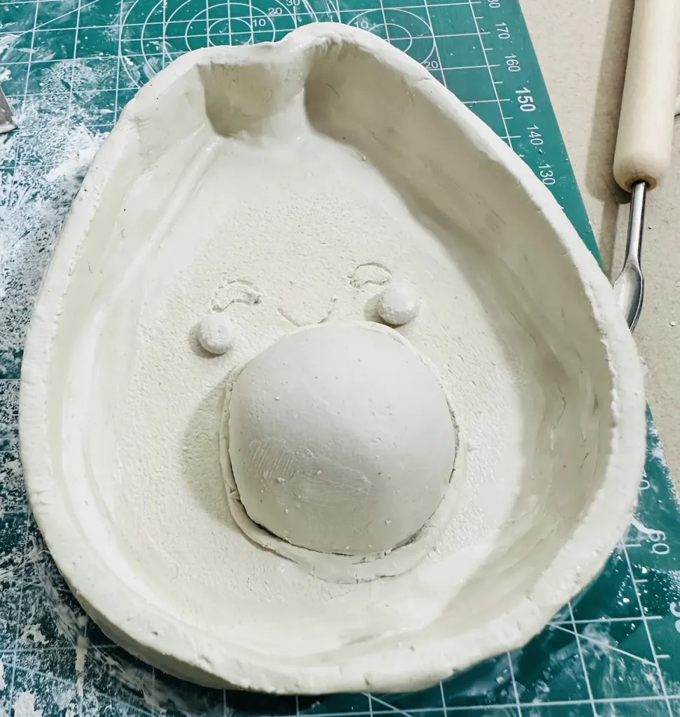 thin air dry clay coil along the seam