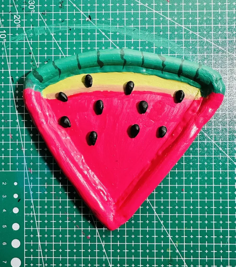 watermelon trinket tray after painting