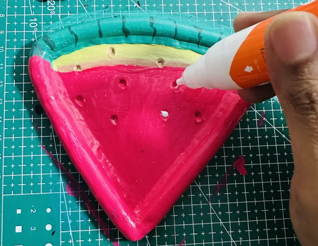 adding PVA glue for the seeds