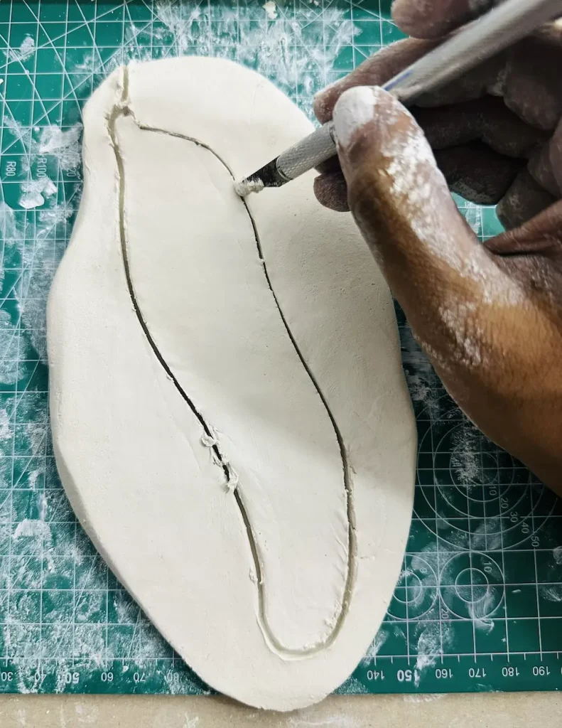 cutting the banana tray base shape