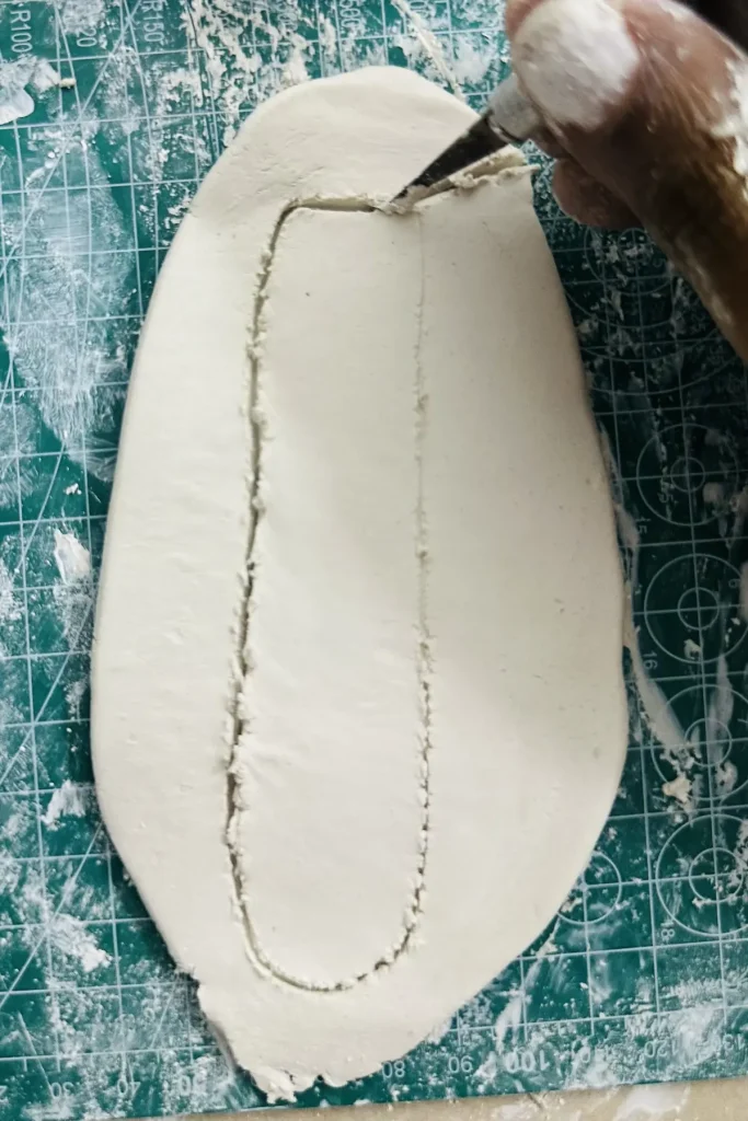 cutting the shape of the banana peel