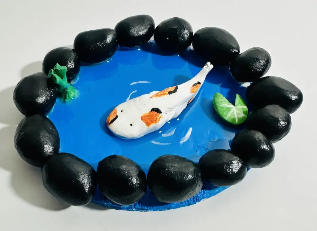 koi fish pond made with air dry clay