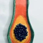 final result - papaya trinket tray made with air dry clay