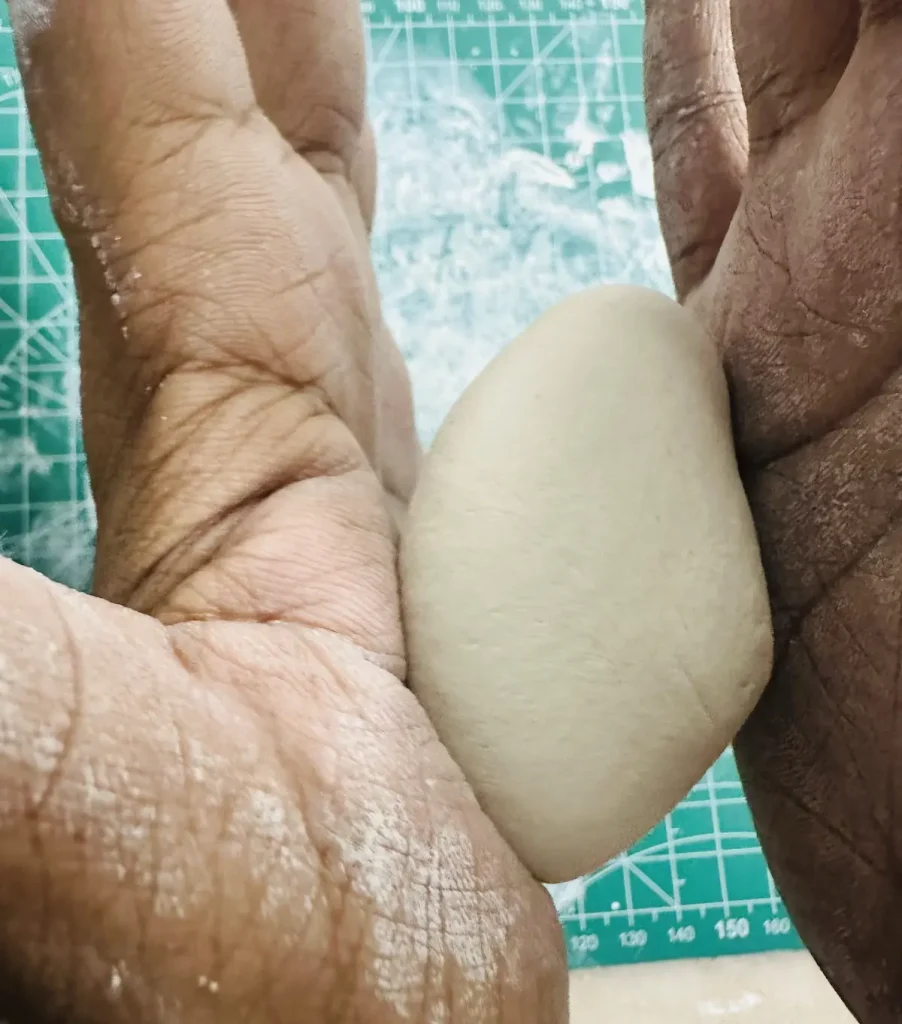 kneading clay for leaves