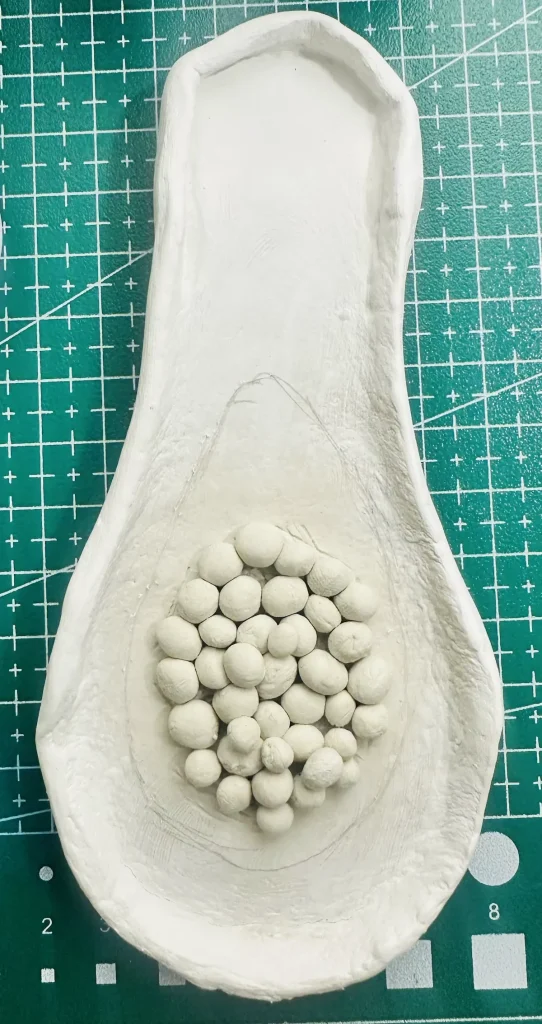 papaya tray base made with air dry clay after drying