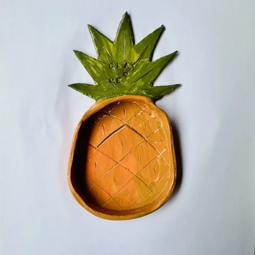 pineapple trinket tray made with air dry clay