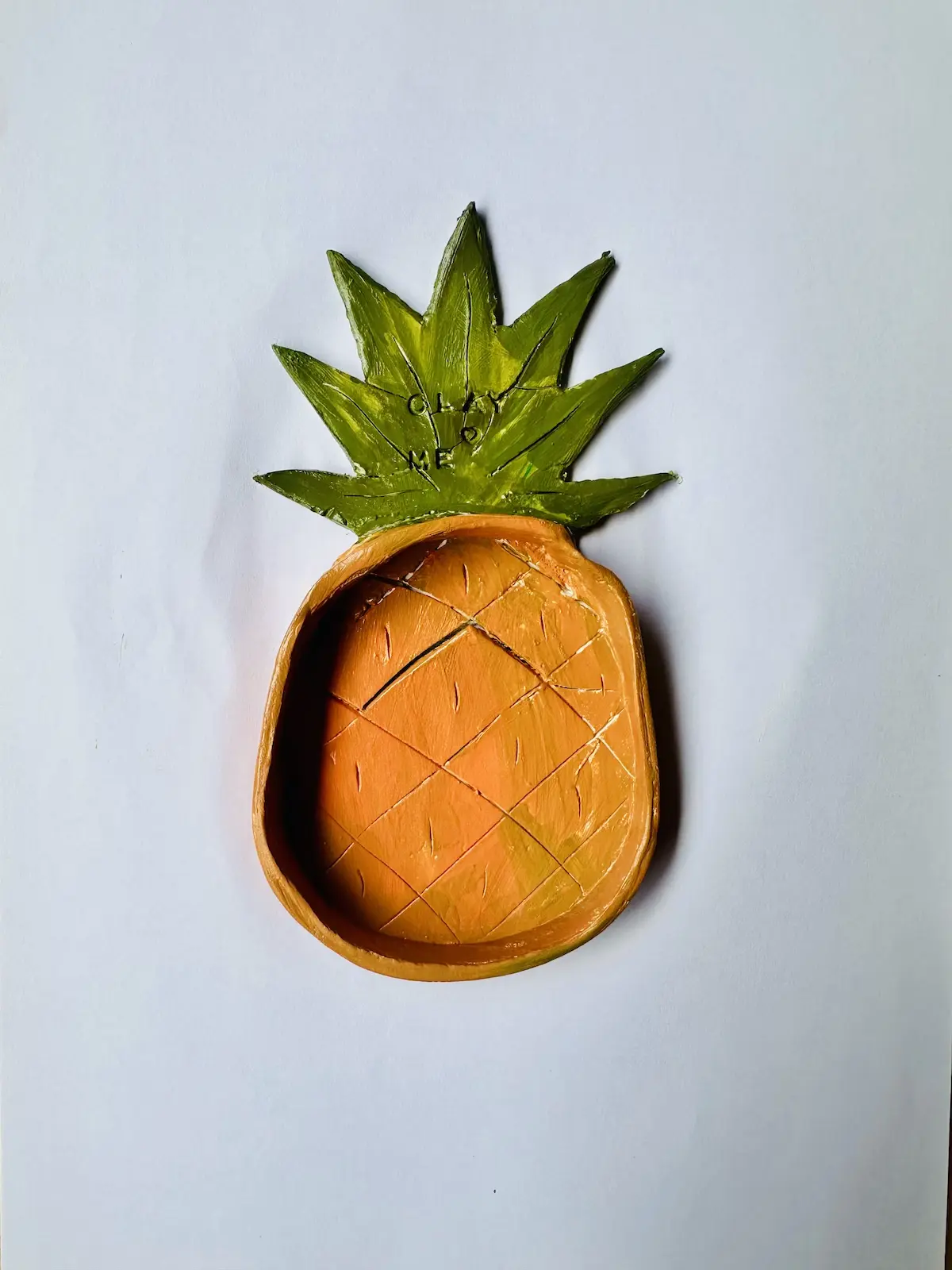 pineapple trinket tray made with air dry clay