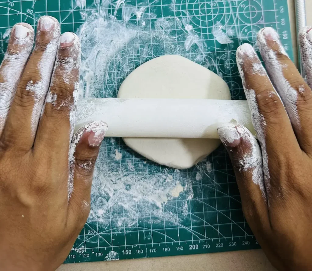 rolling air dry clay piece