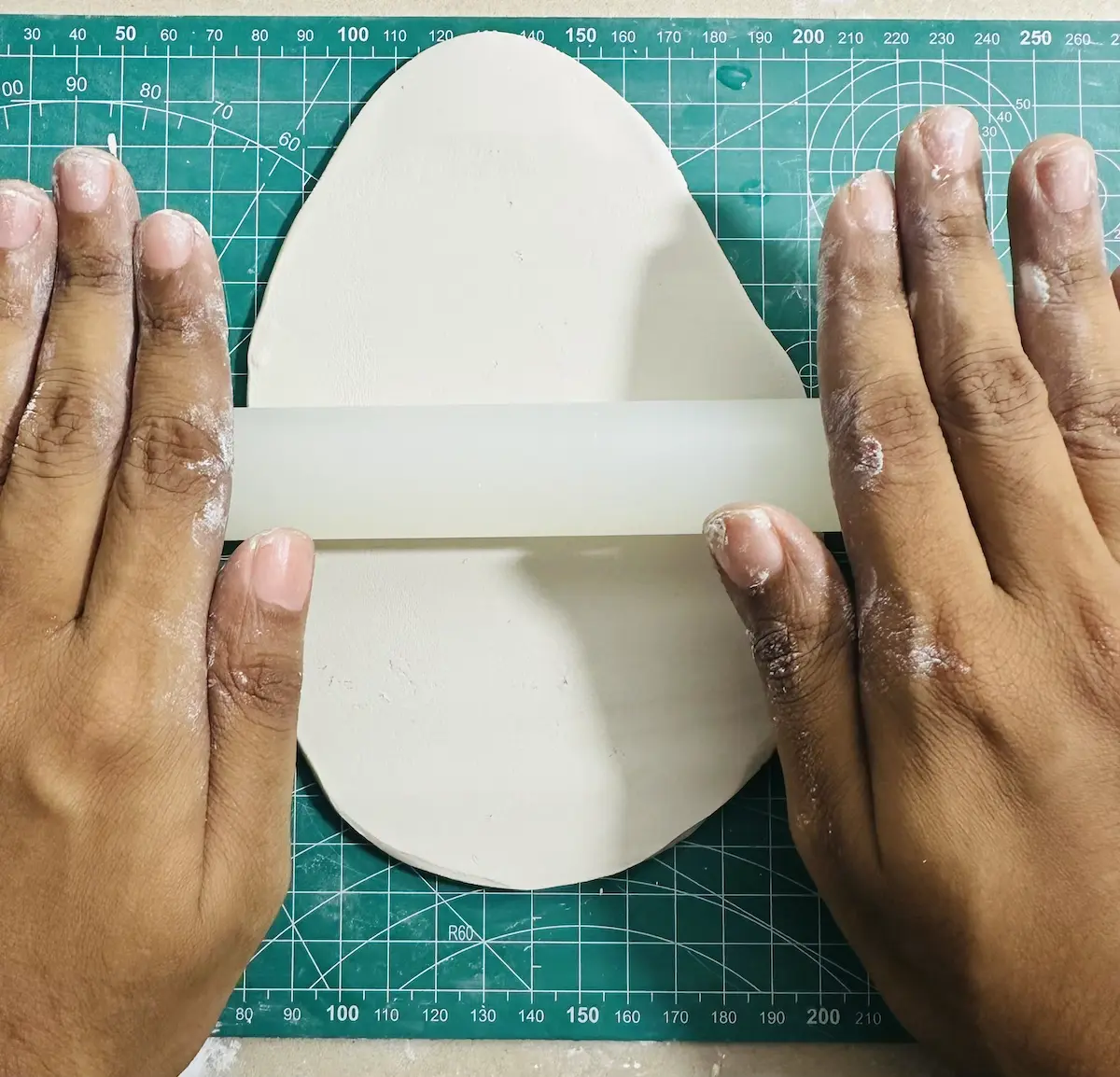 rolling the air dry clay