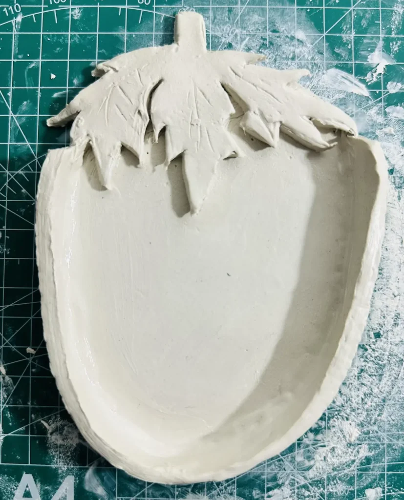 strawberry trinket tray after smoothing out