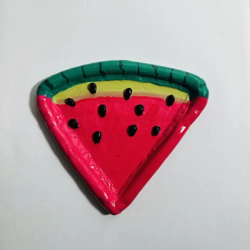 watermelon trinket tray made with air dry clay