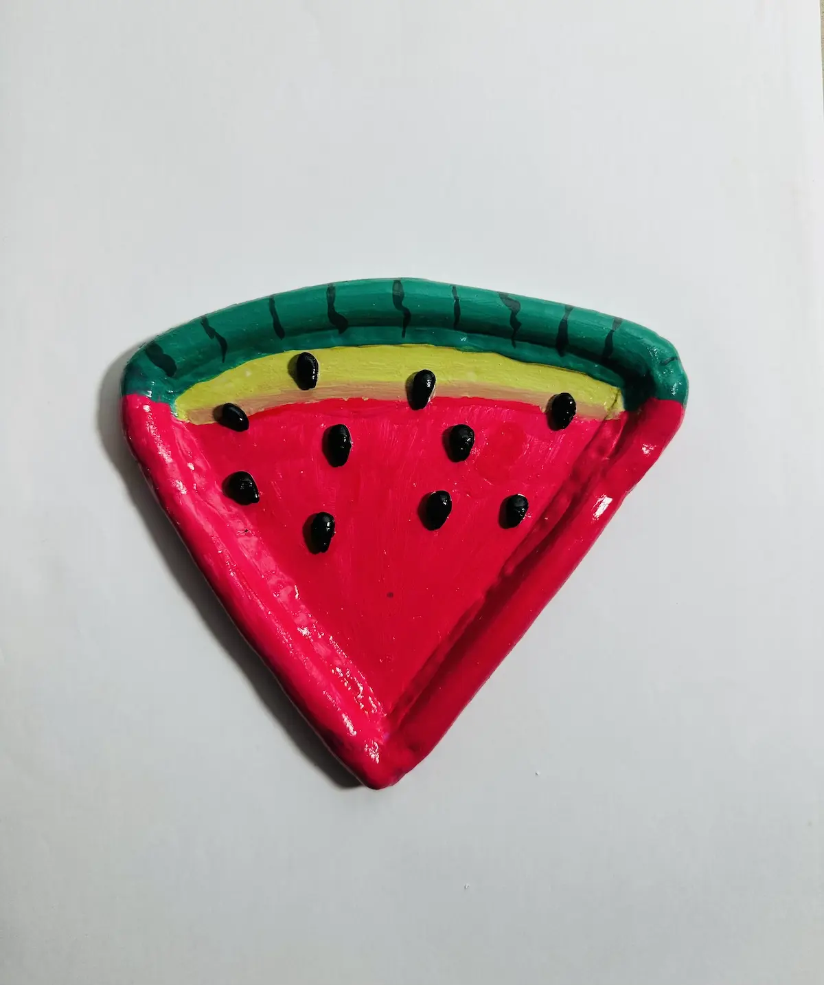watermelon trinket tray made with air dry clay