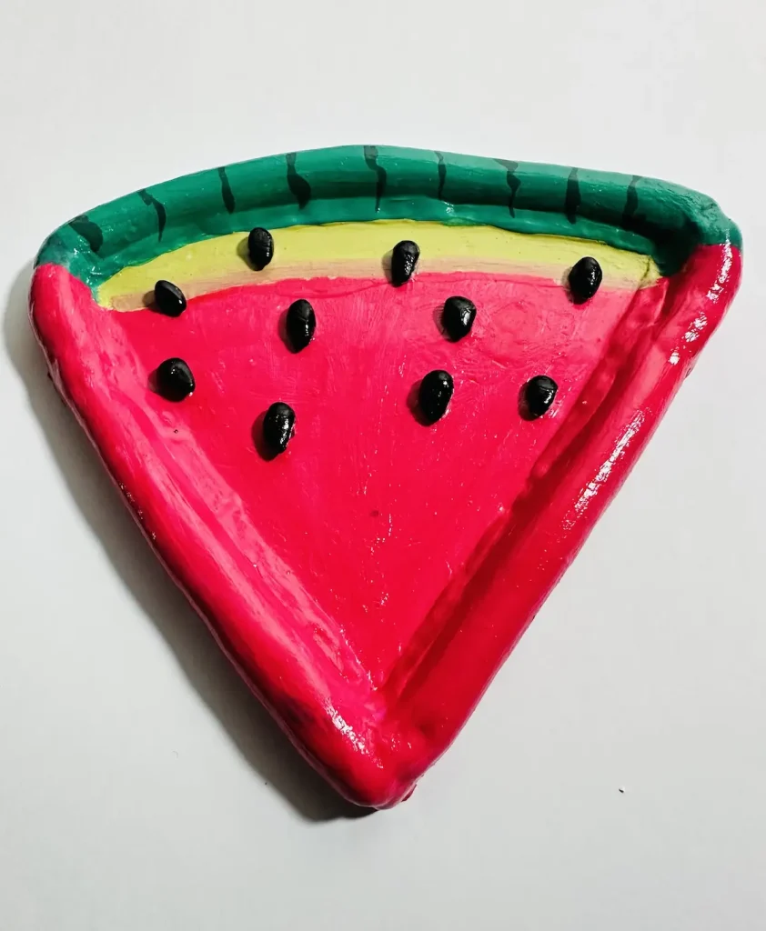 watermelon trinket tray with trianglar geometric shape