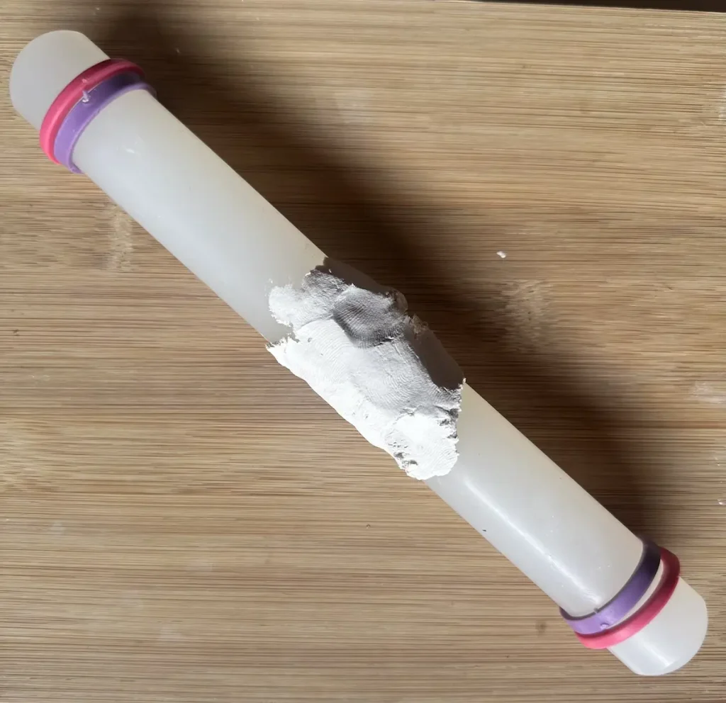 air dry clay stuck to the rolling pin