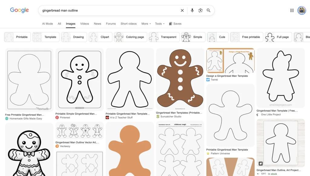 gingerbread man outline