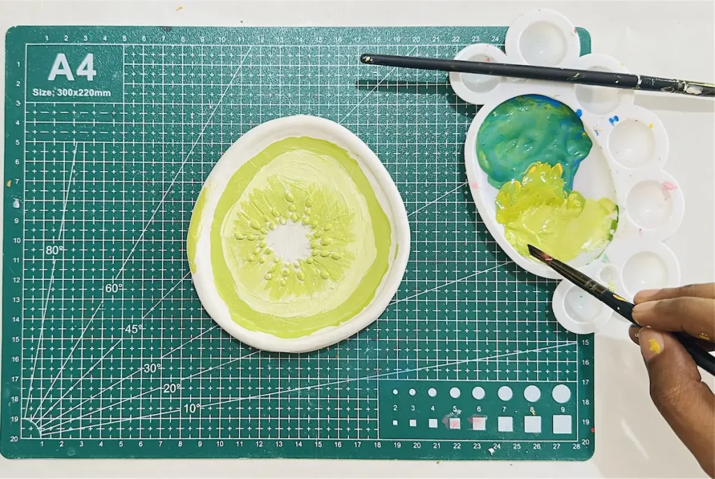 mixing the acrylics for the flesh