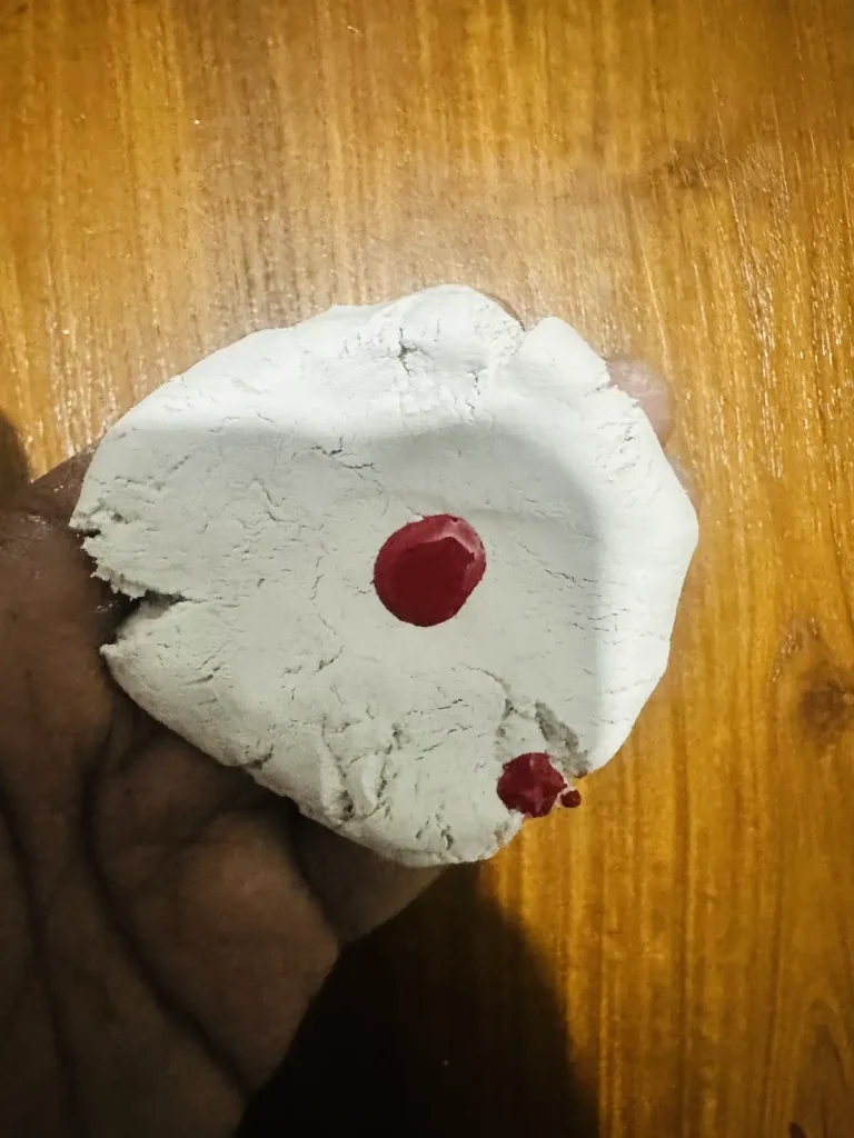 paint drops on the air dry clay