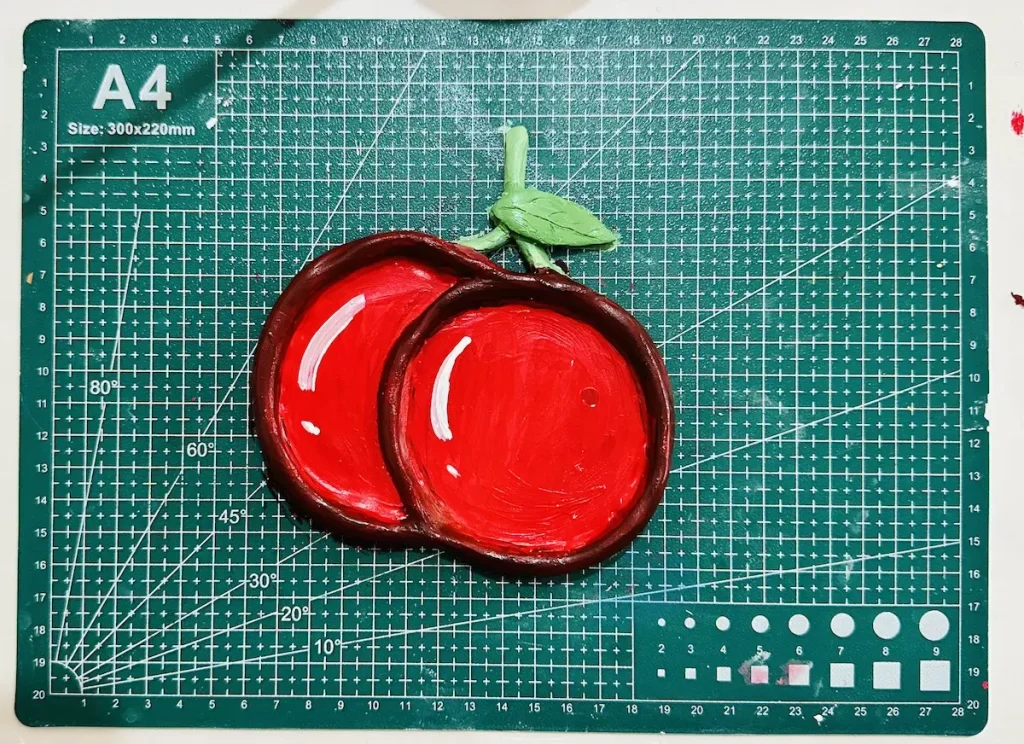 painted cherry trinket tray before sealing