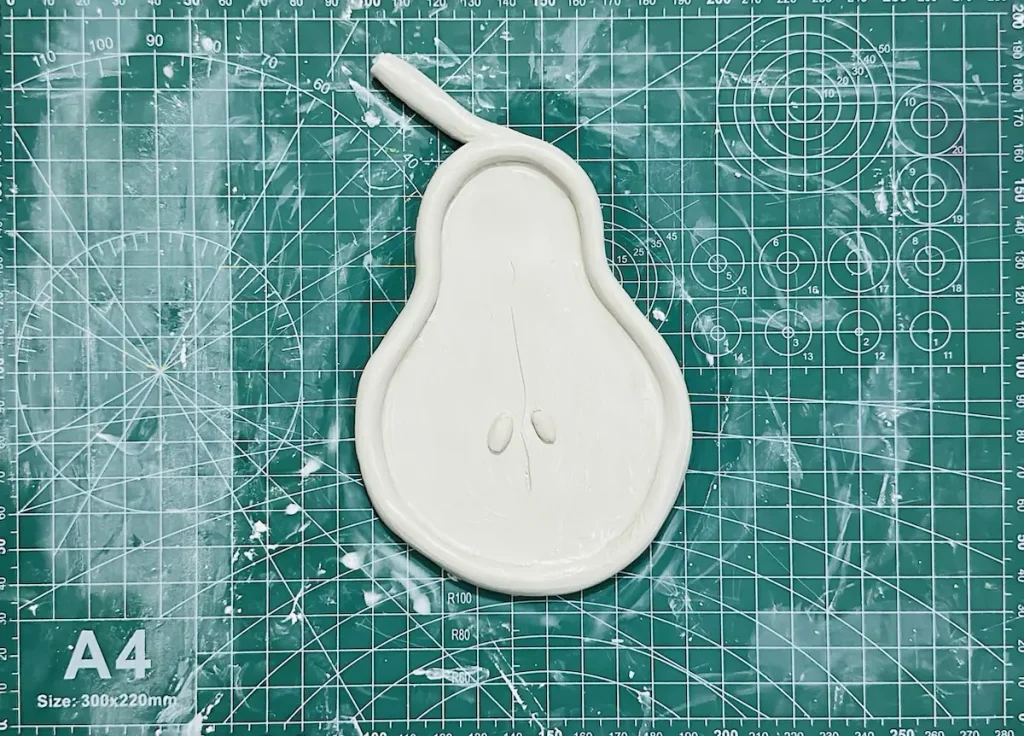 pear trinket tray before drying