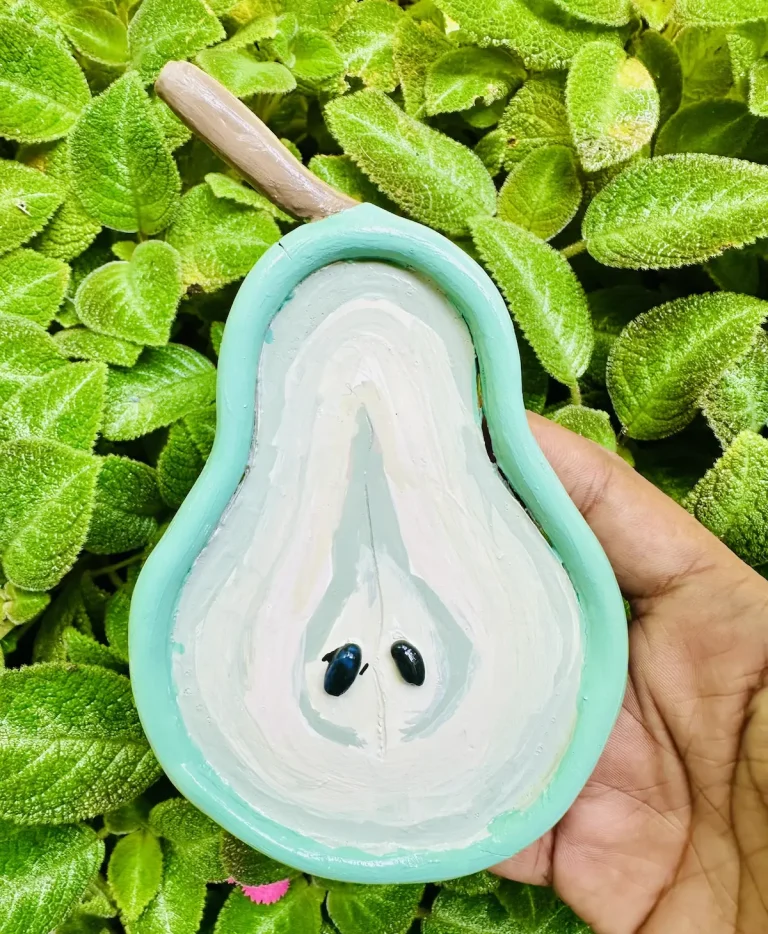 pear trinket tray made with air dry clay