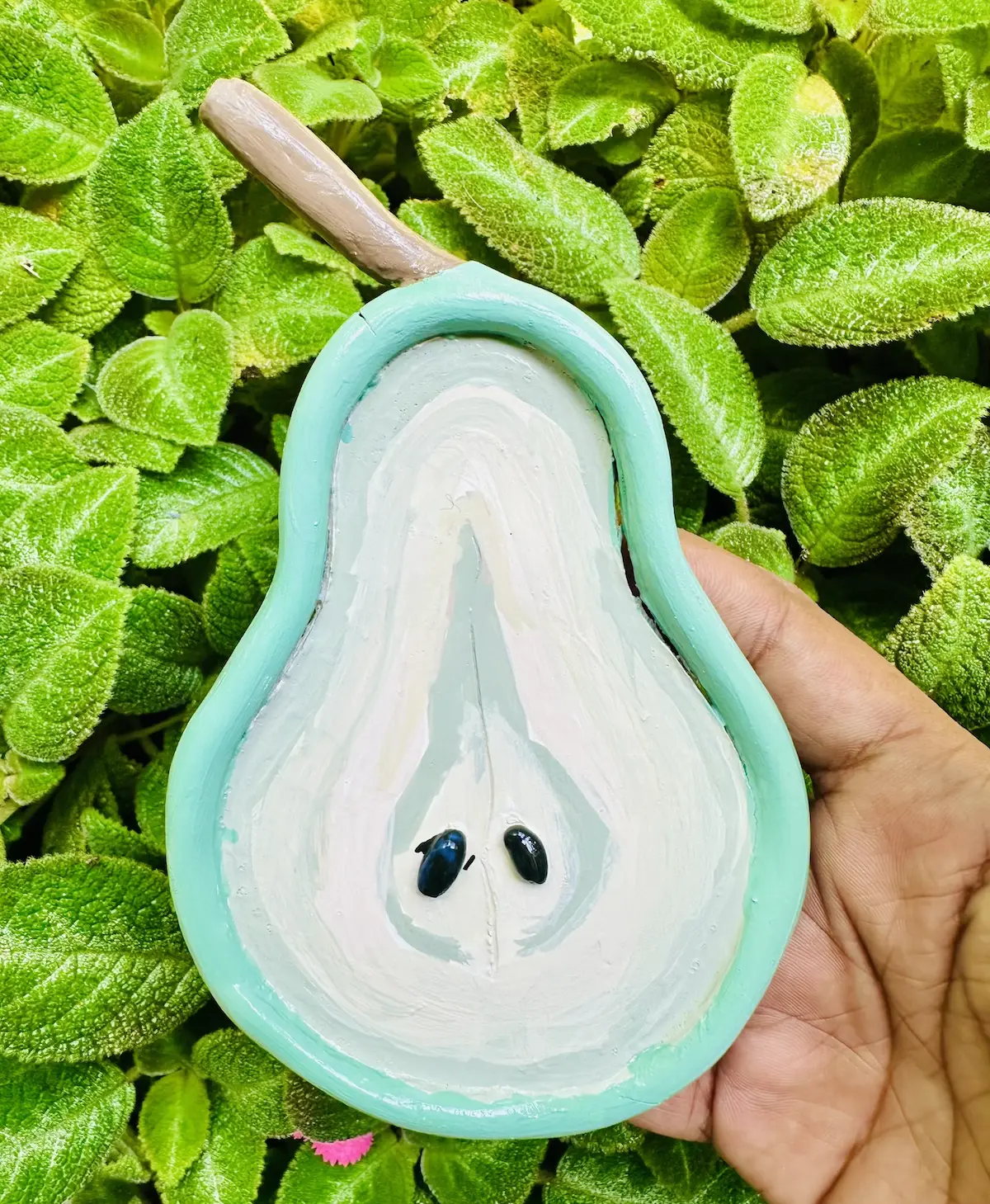 pear trinket tray made with air dry clay