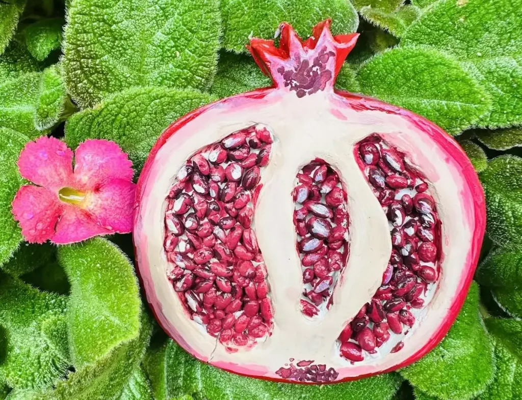 pomegranate trinket tray made with air dry clay