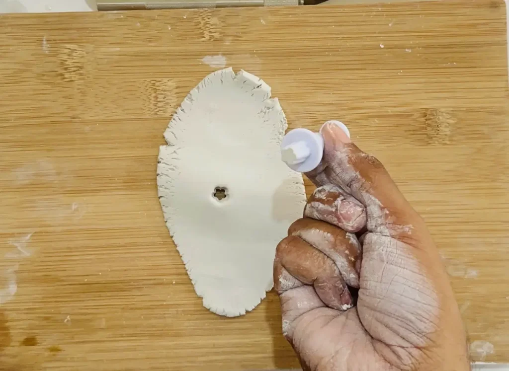 using mold for making clay flowers