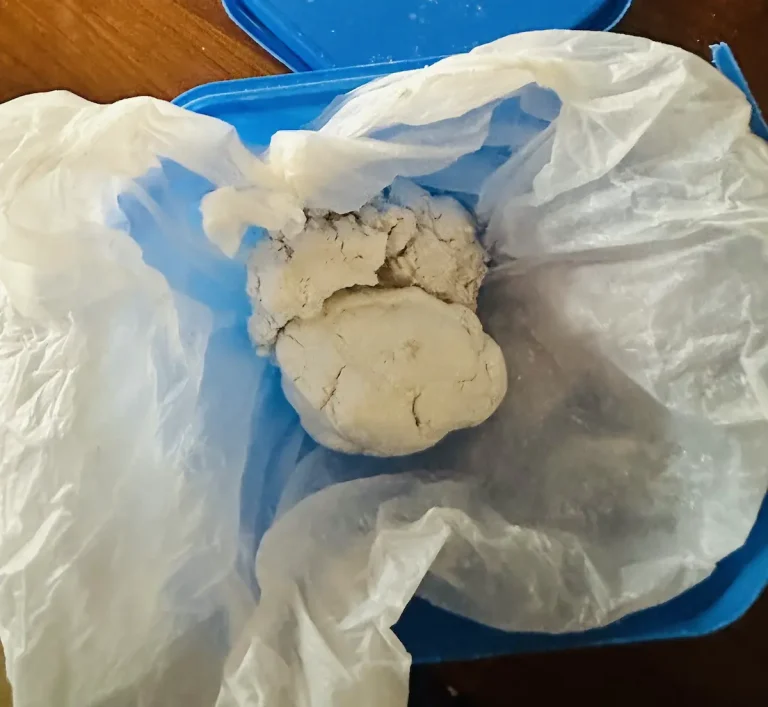 wrapping leftover air dry clay with plastic bag