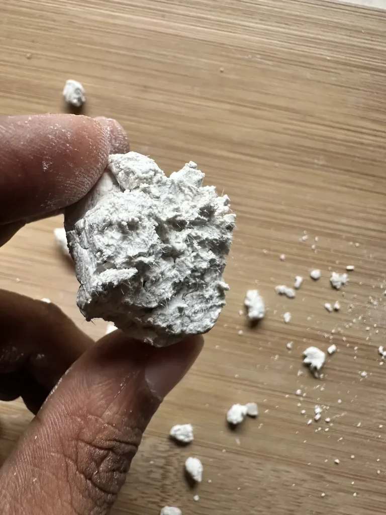 you can see the failed binders of air dry clay piece that cause crumbling