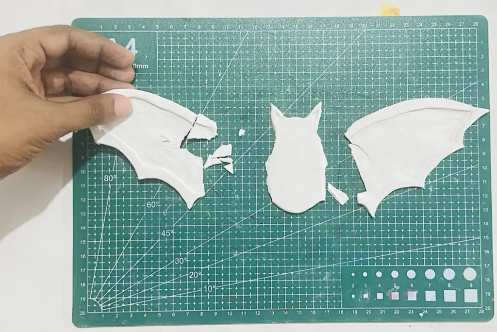 cracked pieces after the projected fully dried