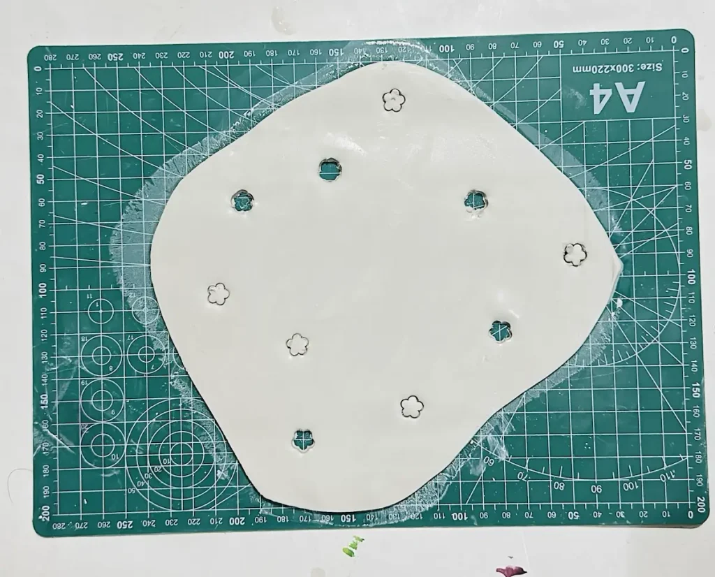 flower shapes on the clay slab