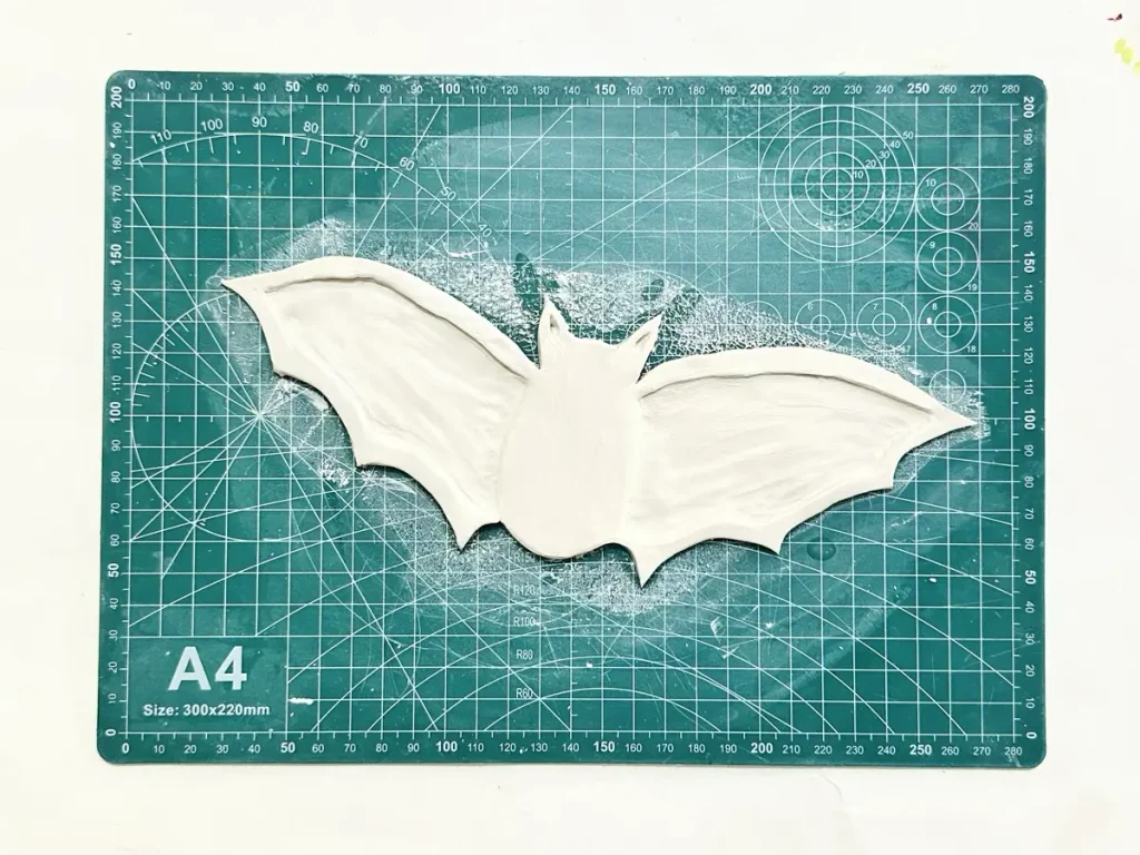 halloween bat clay tray before drying
