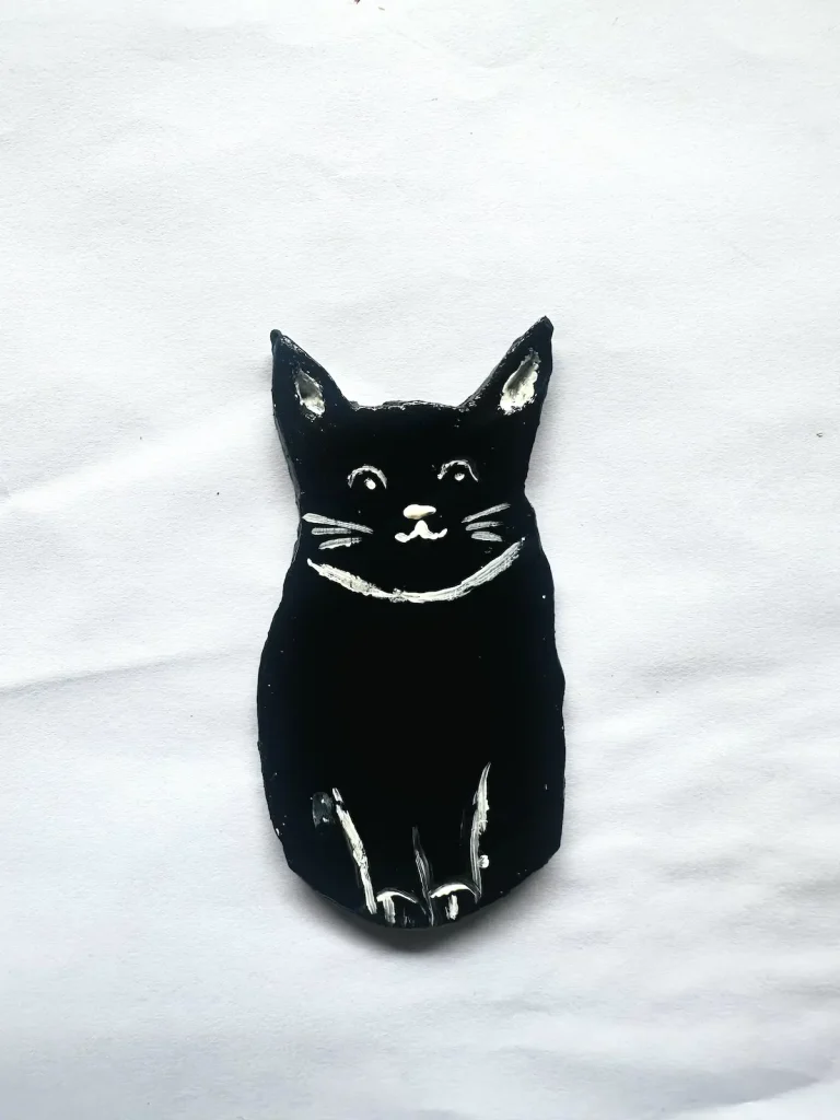 halloween cat decor made with air dry clay