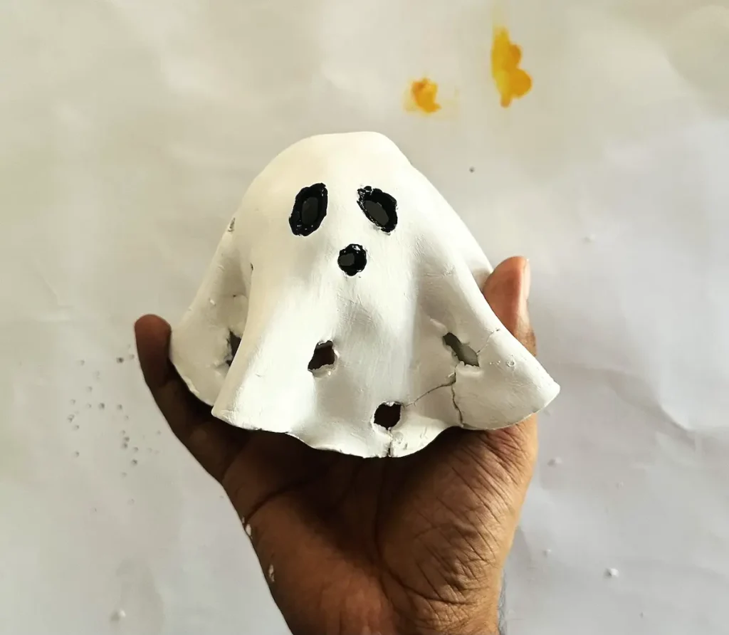 painted air dry clay ghost