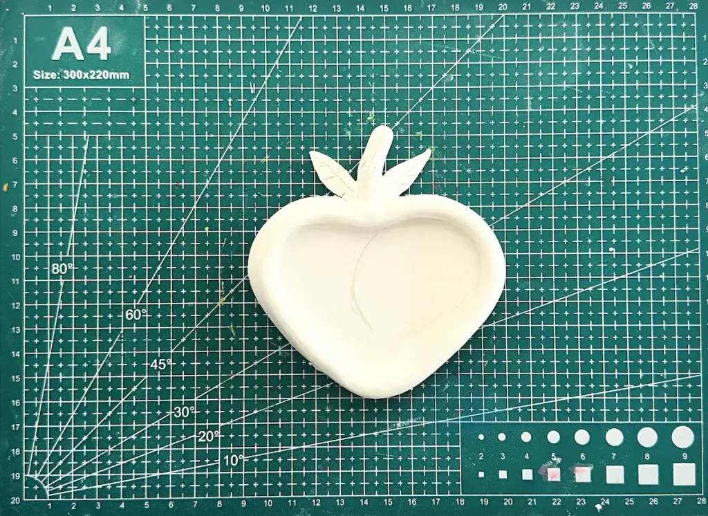 peach trinket tray after drying