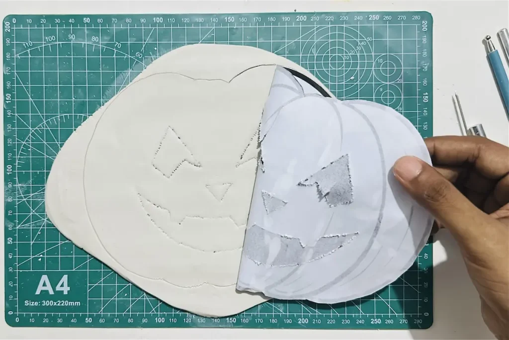 removing the paper template after tracing