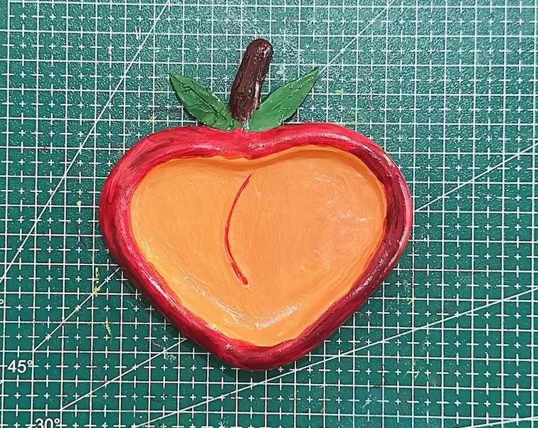sealed peach trinket tray before drying