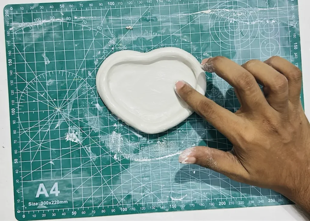 smoothing out the peach tray